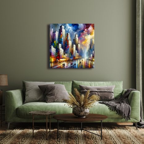 OBRAZ ABSTRAKTNÍ PANORAMA MĚSTA - OBRAZY MĚSTA - OBRAZY
