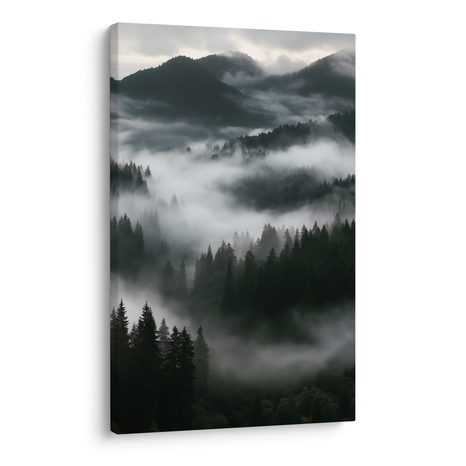 CANVASTAVLA STILLA DIMMA I BERGSSKOGEN - TAVLOR MED SKOG - TAVLOR
