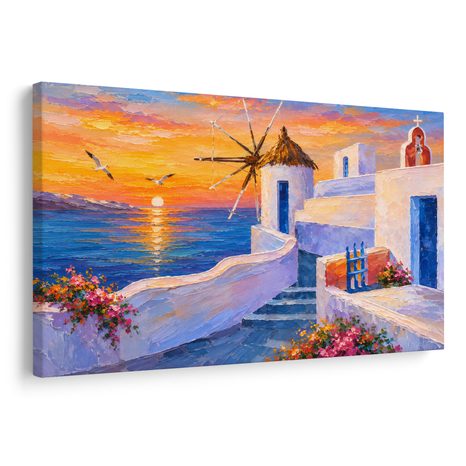 WANDBILD GRIECHISCHE INSEL BEI SONNENUNTERGANG - BILDER MEER UND STRAND - BILDER