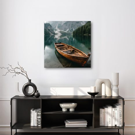 QUADRO SU TELA – BARCA DI LEGNO NELLA NATURA - QUADRI LAGHI - STAMPE E QUADRI