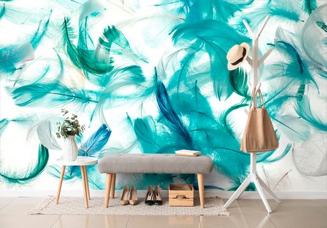 SELBSTKLEBENDE TAPETE GRÜNE FEDERN - SELBSTKLEBENDE TAPETEN - TAPETEN