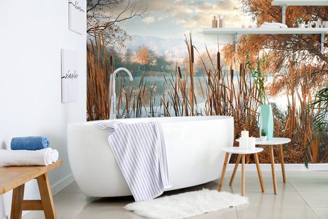 SAMOLEPÍCÍ FOTOTAPETA JEZERO UPROSTŘED PODZIMNÍ PŘÍRODY - SAMOLEPÍCÍ TAPETY - TAPETY