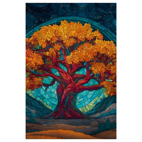 OBRAZ ZÁŘIVÝ STROM ŽIVOTA V NOCI - OBRAZY STROMY ŽIVOTA - OBRAZY