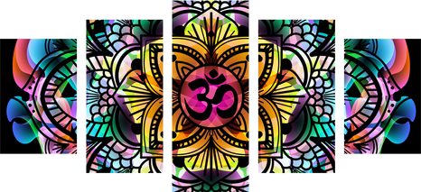 TABLOU 5-PIESE MANDALA SĂNĂTĂȚII - TABLOURI FENG SHUI - TABLOURI