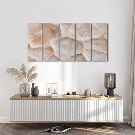 CANVASTAVLA 5-DELAD BEIGE ONYXSTRUKTUR - MARMORTAVLOR - TAVLOR