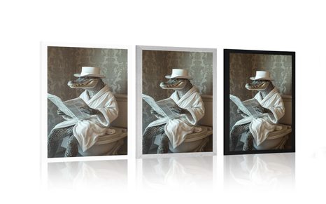 POSZTER KROKODIL ÚJSÁGGAL A WC-N - KROKODILOK - POSZTEREK