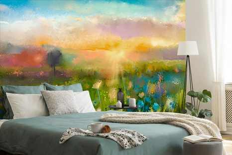 CARTA DA PARATI AUTOADESIVA – PITTURA A OLIO DI FIORI DI CAMPO - CARTA DA PARATI AUTOADESIVE - CARTA DA PARATI