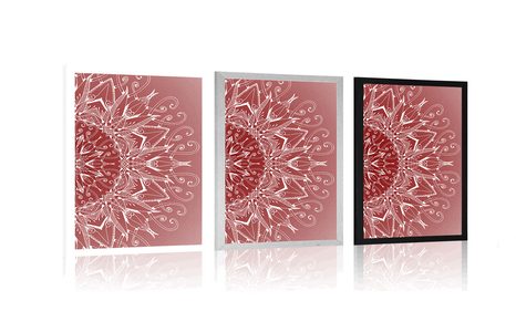 PLAGÁT BIELA MANDALA NA ČERVENOM POZADÍ - FENG SHUI - PLAGÁTY