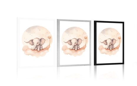 PLAKÁT ZASNĚNÝ SLONÍK - ZASNĚNÁ ZVÍŘÁTKA - PLAKÁTY