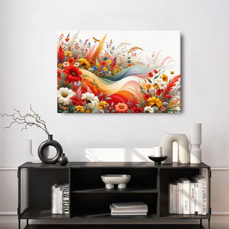 OBRAZ BAREVNÁ LOUKA VE VĚTRU - OBRAZY KVĚTŮ - OBRAZY