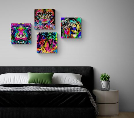 SET OBRAZŮ ZVÍŘATA V POP ART STYLU - SESTAVY OBRAZŮ - OBRAZY