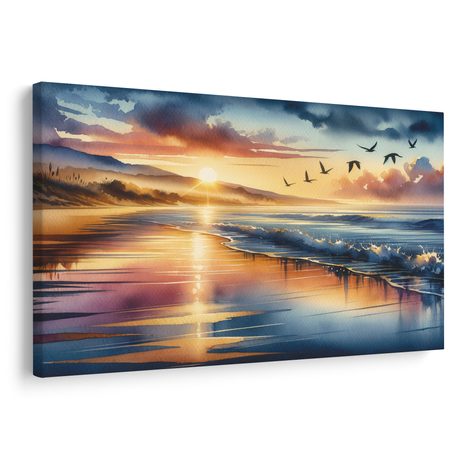 OBRAZ PLÁŽ PŘI ZÁPADU SLUNCE - OBRAZY - TOTÁLNÍ VÝPRODEJ 🔥