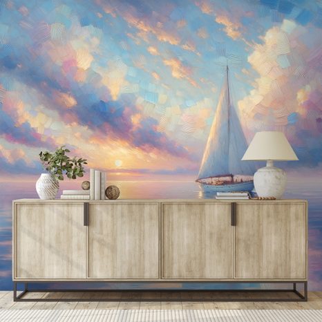 TAPETA PLACHETNICE NA KLIDNÉM MOŘI PŘI ZÁPADU SLUNCE - TAPETY VÝCHOD A ZÁPAD SLUNCE - TAPETY