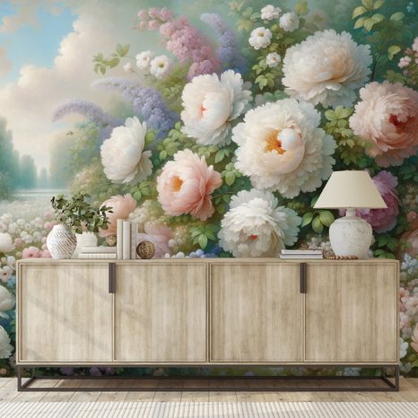 SAMOLEPÍCÍ TAPETA PASTELOVÁ KVĚTINOVÁ ZAHRADA - TAPETY KVĚTINY - TAPETY