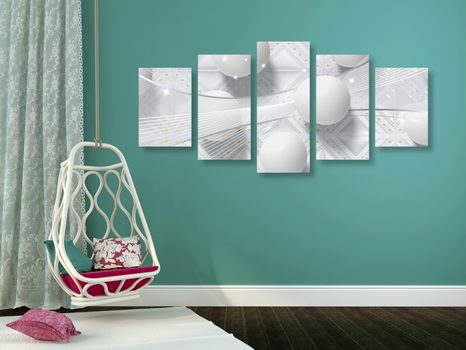 5-DÍLNÝ OBRAZ BÍLÝ LUXUS - ABSTRAKTNÍ OBRAZY - OBRAZY