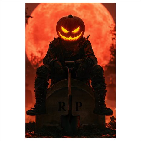 WANDBILD HALLOWEEN-SCHRECKEN UNTER ROTEM MOND - HALLOWEEN- UND HORROR-BILDER - BILDER