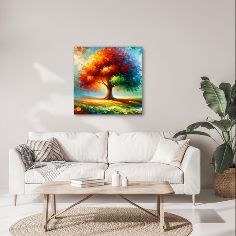 OBRAZ BAREVNÝ STROM ŽIVOTA NA LOUCE - OBRAZY STROMY ŽIVOTA - OBRAZY