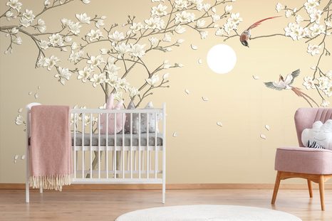 SAMOLEPÍCÍ TAPETA PTÁČCI NA VĚTVE STROMU - SAMOLEPÍCÍ TAPETY - TAPETY