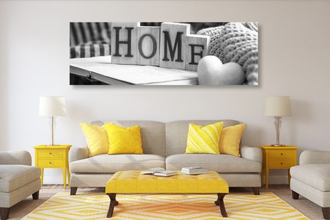 TABLOU CU INSCRIPȚIE HOME ȘI NATURA MOARTĂ ÎN DESIGN ALB-NGRU - TABLOURI ALB-NEGRU - TABLOURI