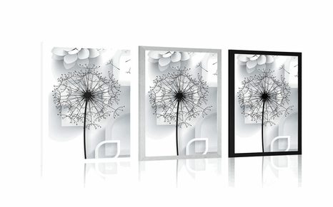 POSTER PĂPĂDIE ÎN DESIGN MODERN - ALB-NEGRU - POSTERE