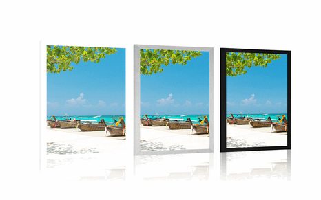 POSTER WHITE SANDY BEACH ON BAMBOO ISLAND - NATURE - POSTERS
