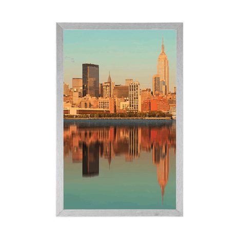 POSTER CHARMING NEW YORK CITY REFLECTED IN THE WATER - CITIES - POSTERS