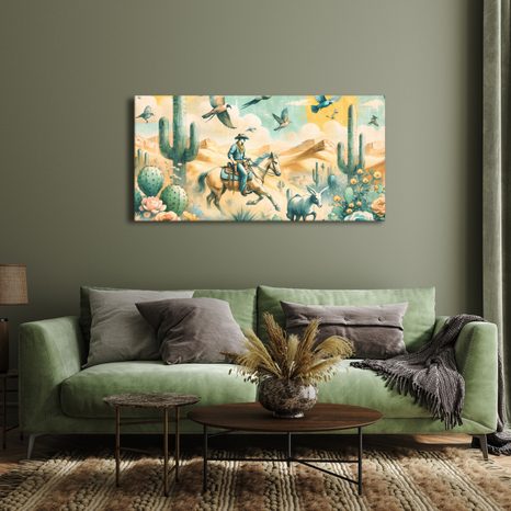 OBRAZ WESTERNOVÁ SCÉNA S KONĚM - DĚTSKÉ OBRAZY - OBRAZY