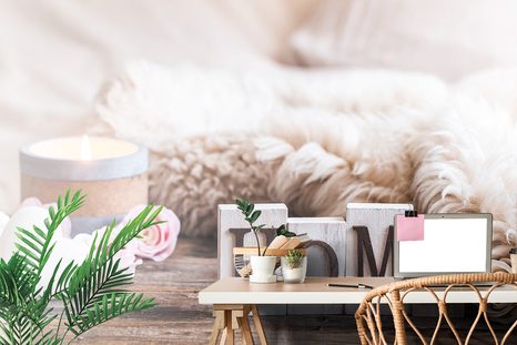 SELBSTKLEBENDE FOTOTAPETE STILLLEBEN MIT AUFSCHRIFT HOME - SELBSTKLEBENDE TAPETEN - TAPETEN