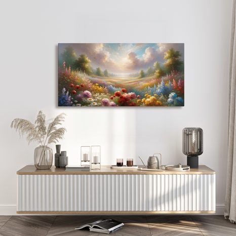 WANDBILD SONNIGES BLUMENTAL - WANDBILDER FELDER UND WIESEN - BILDER