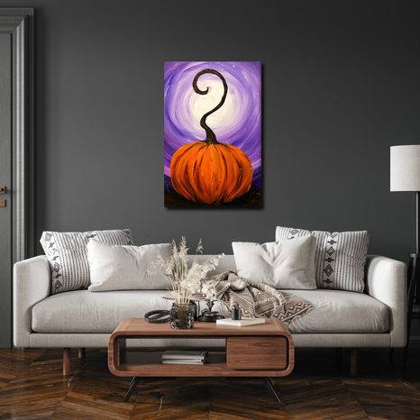 QUADRO SU TELA – ZUCCA MAGICA NELLA NOTTE - QUADRI HALLOWEEN E HORROR - STAMPE E QUADRI