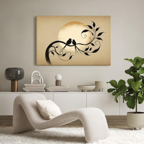 WANDBILD LIEBE AUF EINEM AST - BILDER VON VÖGELN - BILDER