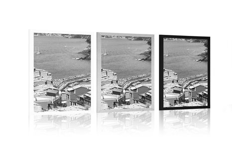 PLAKÁT KRÁSNÉ POBŘEŽÍ ITÁLIE V ČERNOBÍLÉM PROVEDENÍ - ČERNOBÍLÉ - PLAKÁTY