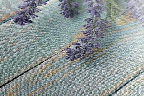 OBRAZ LEVANDULE NA DŘEVĚNÉM POZADÍ - OBRAZY KVĚTŮ - OBRAZY