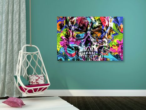 OBRAZ FAREBNÁ UMELECKÁ LEBKA - POP ART OBRAZY - OBRAZY