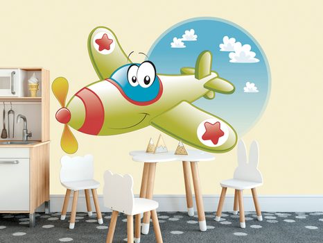 TAPETE FURCHTLOSES KLEINES FLUGZEUG - KINDERTAPETEN - TAPETEN