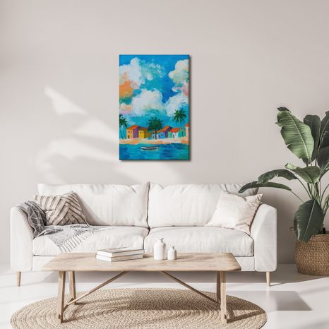 WANDBILD BUNTE HÄUSER AM MEER - BUNTE HÄUSER - BILDER