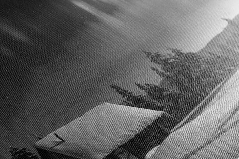 OBRAZ ROZPRÁVKOVÁ ZIMNÁ KRAJINA V ČIERNOBIELOM PREVEDENÍ - ČIERNOBIELE OBRAZY - OBRAZY