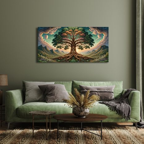 WANDBILD GEHEIMNISVOLLER BAUM DES LEBENS UNTER DEM HIMMEL - BILDER BÄUME DES LEBENS - BILDER