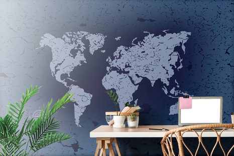 CARTA DA PARATI – MAPPA ANTICA SU SFONDO ASTRATTO BLU - CARTA DA PARATI MAPPE - CARTA DA PARATI