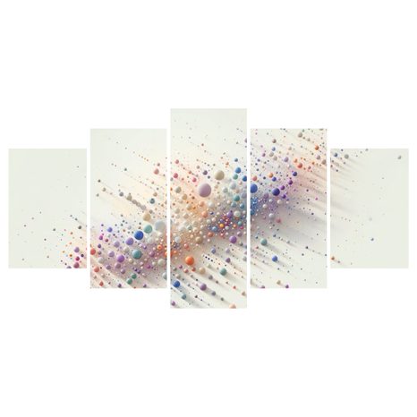 5-TEILIGES WANDBILD BUNTE SEIFENBLASEN IM WIRBEL AUS LICHT UND SCHATTEN - WANDBILDER NACH MOTIV - BILDER