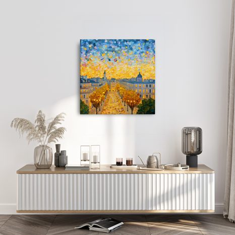 WANDBILD LEUCHTENDER HIMMEL ÜBER DER STADT - BILDER VON STÄDTEN - BILDER