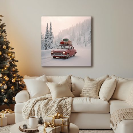 VÁNOČNÍ OBRAZ AUTO PLNÉ DÁRKŮ - VÁNOČNÍ A ZIMNÍ OBRAZY - OBRAZY