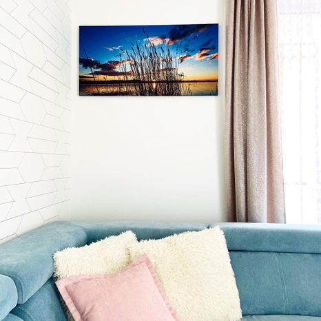 OBRAZ SPOKOJNA RZEKA W POBLIŻU WSI - OBRAZY PRZYRODY I KRAJOBRAZY - OBRAZY