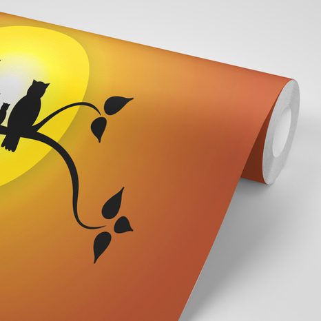 TAPETE EULENFAMILIE AUF DEM BAUMZWEIG - KINDERTAPETEN - TAPETEN