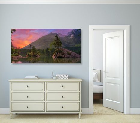 CANVAS PRINT SUNSET OVER A MOUNTAIN LANDSCAPE - PICTURES OF NATURE AND LANDSCAPE - PICTURES