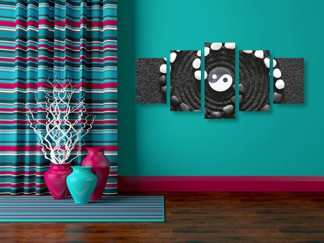 5 RÉSZES KÉP FARMONIKUS JIN ÉS JANG - FEKETE-FEHÉR KÉPEK - KÉPEK