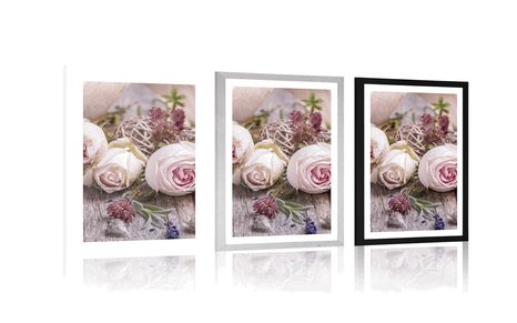 POSTER WITH MOUNT FESTIVE FLORAL COMPOSITION OF ROSES - FLOWERS - POSTERS