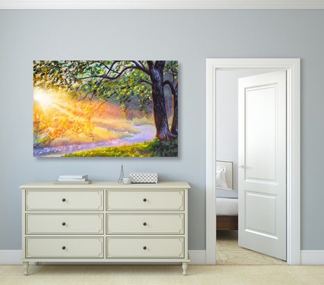 SLIKA IZLAZAK SUNCA U ŠUMI - SLIKE PRIRODE I KRAJOLIKA - SLIKE