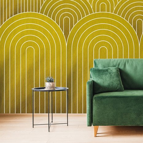 ÖNTAPADÓ TAPÉTA MUSTÁR SZIVÁRVÁNY MINTA MID-CENTURY - ÖNTAPADÓ TAPÉTÁK - TAPÉTÁK