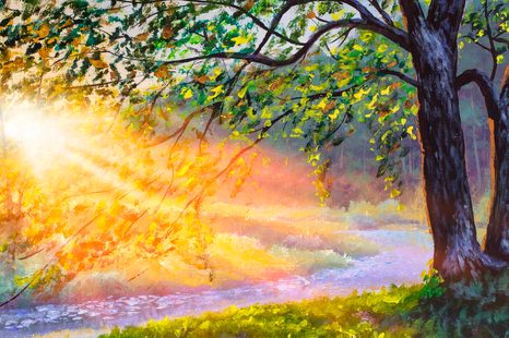 SLIKA IZLAZAK SUNCA U ŠUMI - SLIKE PRIRODE I KRAJOLIKA - SLIKE